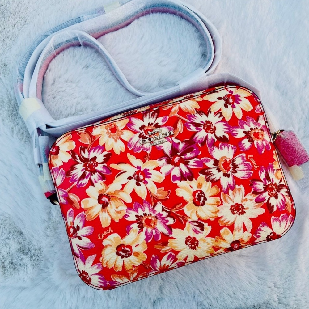 🧡Coach NEW Summer Red Floral Print‎ Camera Crossbody Bag🧡